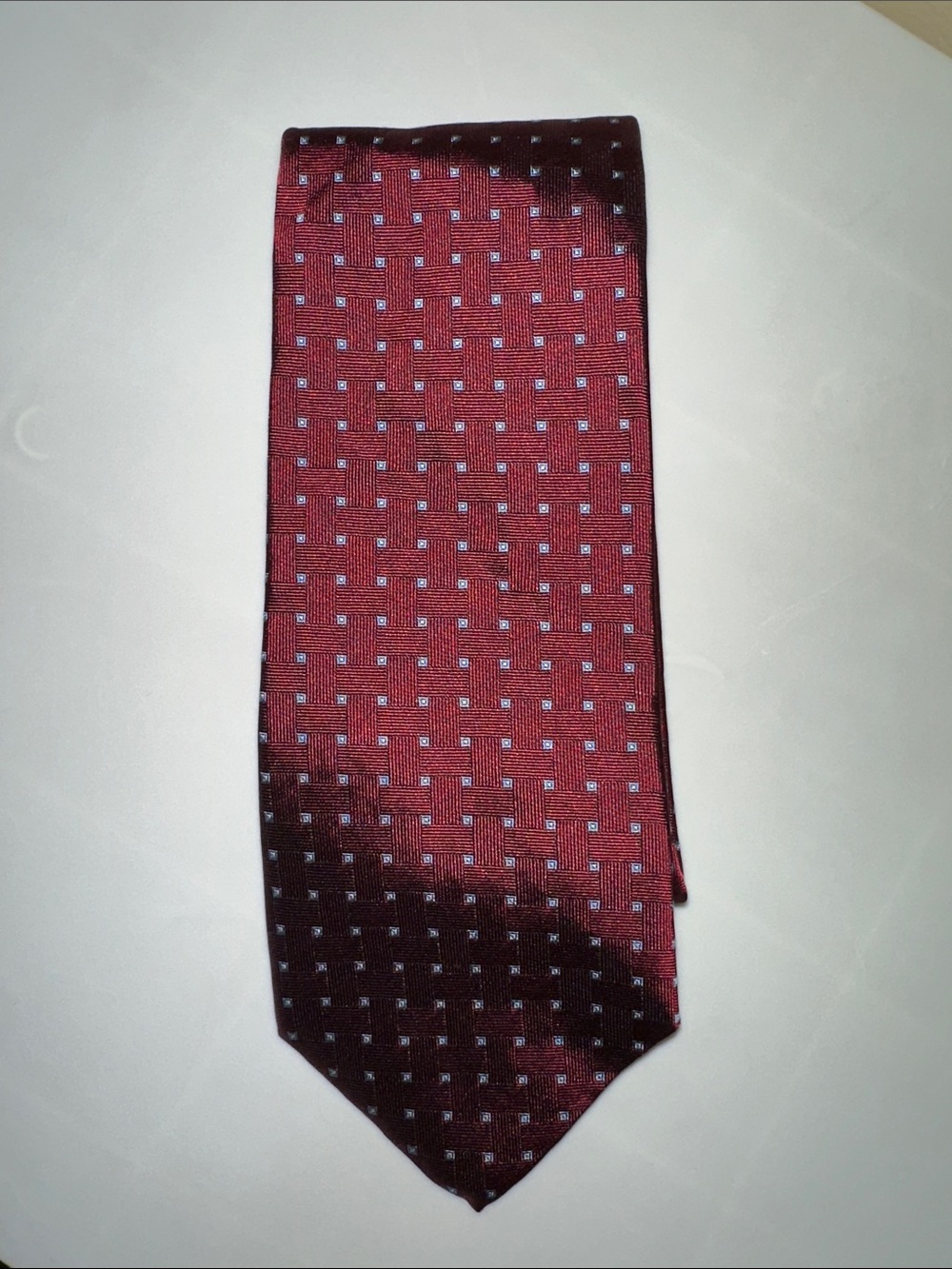 NWT Brooks Brothers Maroon Burgundy Tie with Small Blue Squares